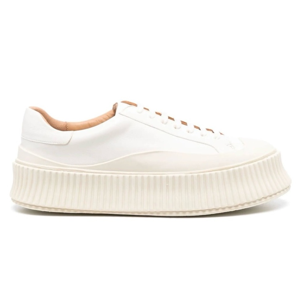 Jil Sander Cream Leather Sneakers